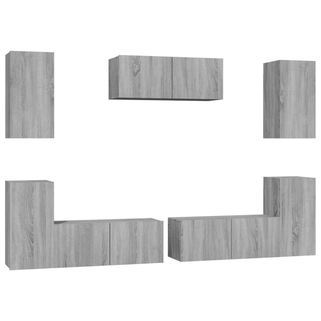 Set di Mobili Porta TV 7 pz Grigio Sonoma in Legno Multistrato - homemem39