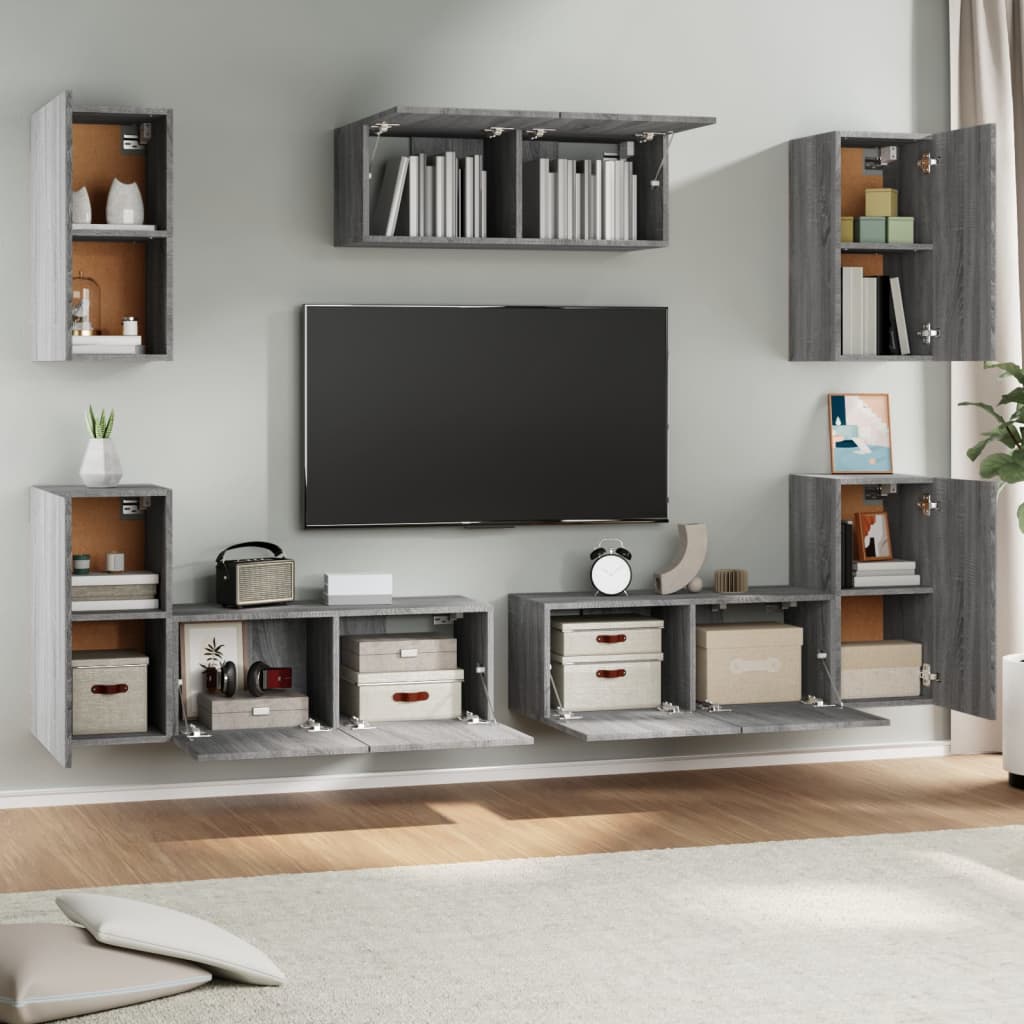 Set di Mobili Porta TV 7 pz Grigio Sonoma in Legno Multistrato - homemem39