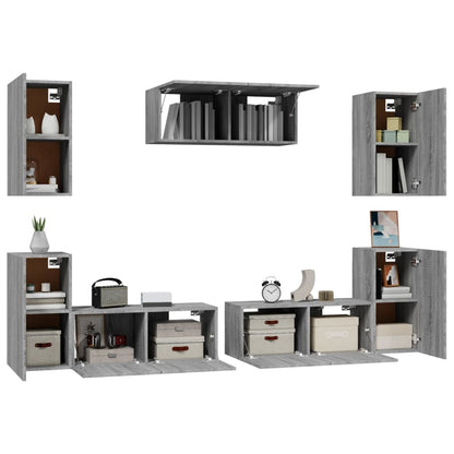 Set di Mobili Porta TV 7 pz Grigio Sonoma in Legno Multistrato - homemem39