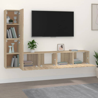 Set di Mobili Porta TV 4 pz Rovere Sonoma in Legno Multistrato - homemem39