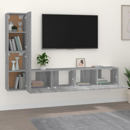 Set di Mobili Porta TV 4 pz Grigio Sonoma in Legno Multistrato - homemem39