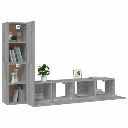 Set di Mobili Porta TV 4 pz Grigio Sonoma in Legno Multistrato - homemem39