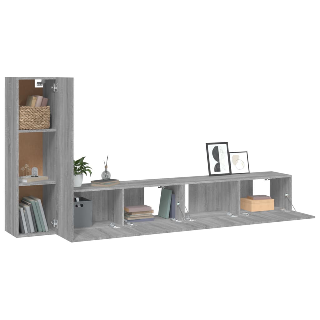 Set Mobili Porta TV 3 pz Grigio Sonoma in Legno Multistrato - homemem39