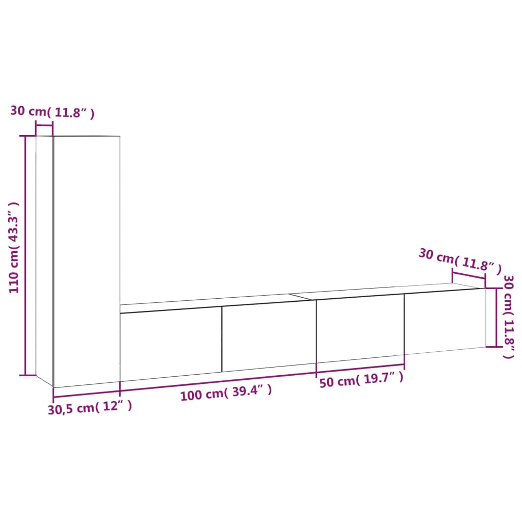 Set Mobili Porta TV 3 pz Grigio Sonoma in Legno Multistrato - homemem39