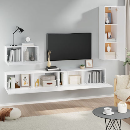 Set di Mobili Porta TV 4 pz Bianco in Legno Multistrato - homemem39