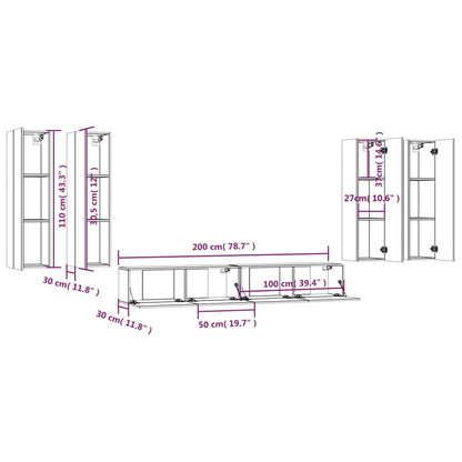 Set di Mobili Porta TV 6 pz Bianco in Legno Multistrato - homemem39