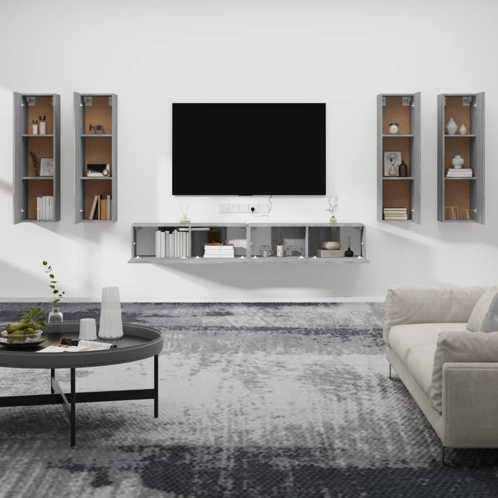 Set di Mobili Porta TV 6 pz Grigio Sonoma in Legno Multistrato - homemem39