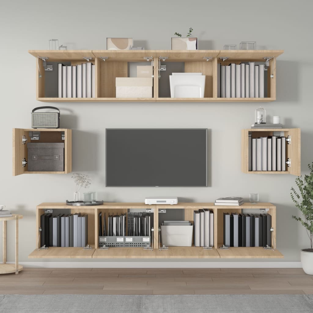 Set di Mobili Porta TV 6 pz Rovere Sonoma in Legno Multistrato - homemem39