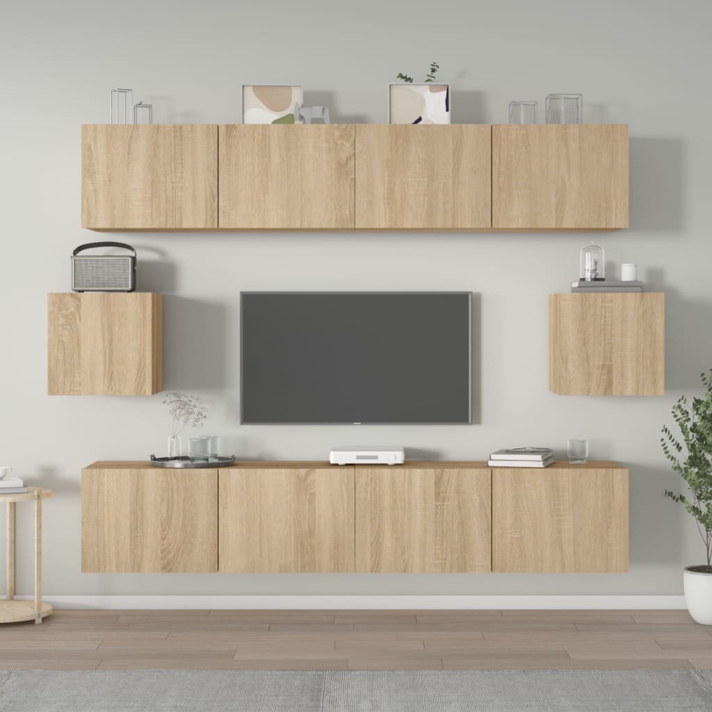 Set di Mobili Porta TV 6 pz Rovere Sonoma in Legno Multistrato - homemem39