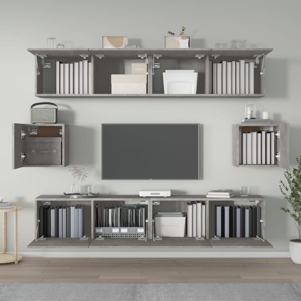 Set di Mobili Porta TV 6 pz Grigio Cemento in Legno Multistrato - homemem39