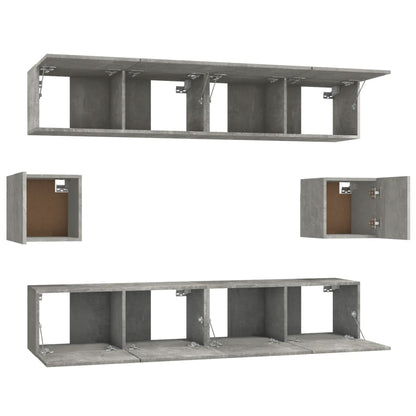 Set di Mobili Porta TV 6 pz Grigio Cemento in Legno Multistrato - homemem39