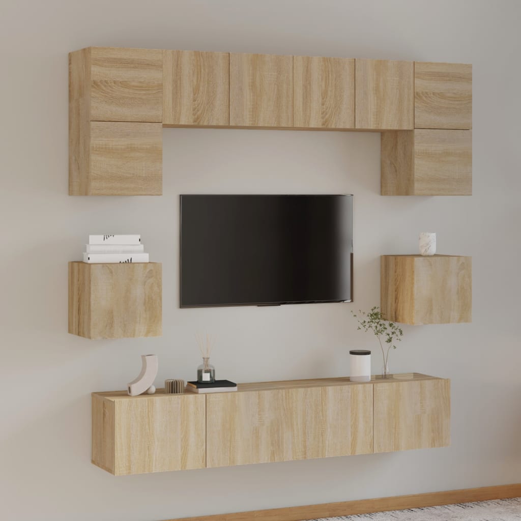 Set Mobili Porta TV 8pz Rovere Sonoma in Legno Multistrato - homemem39