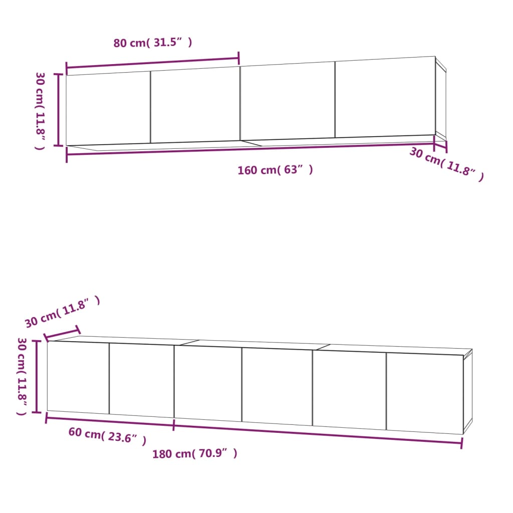 Set di Mobili Porta TV 5 pz Bianco in Legno Multistrato - homemem39