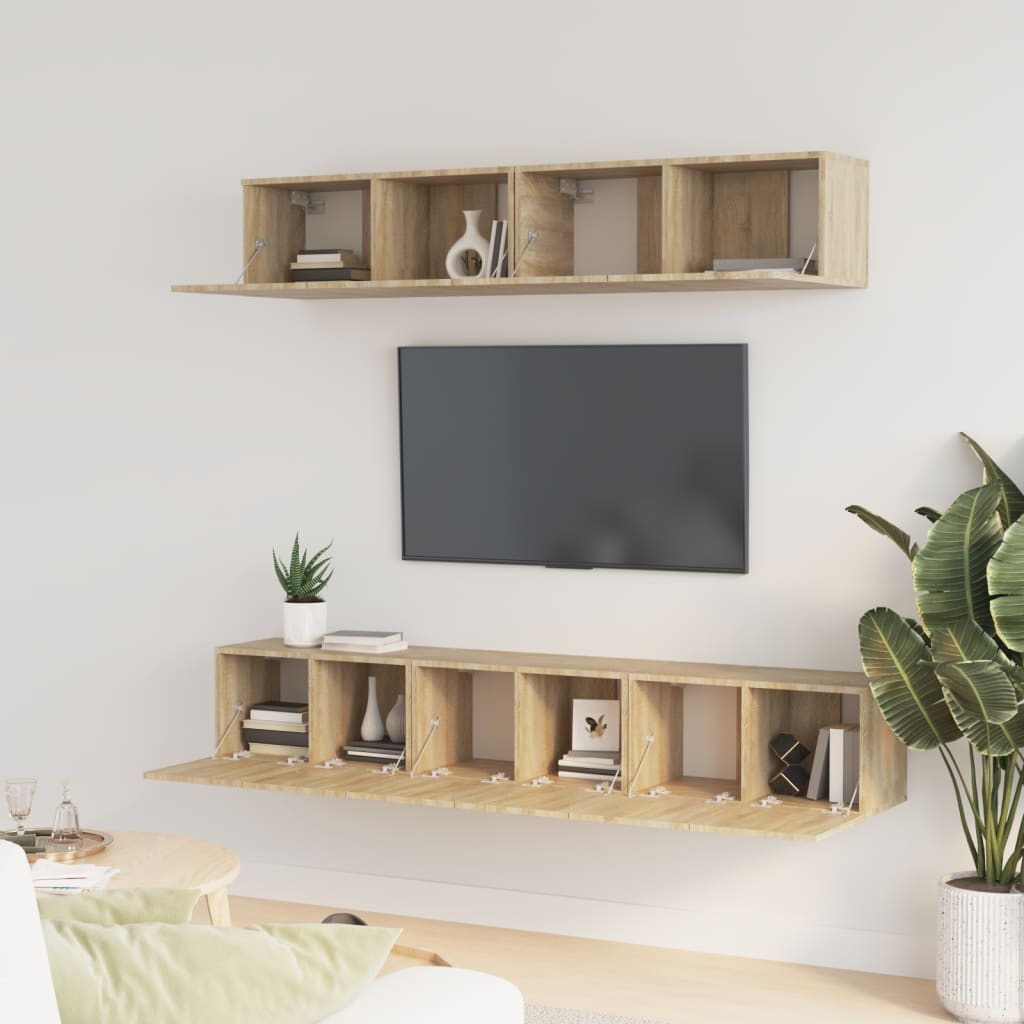 Set di Mobili Porta TV 5 pz Rovere Sonoma in Legno Multistrato - homemem39