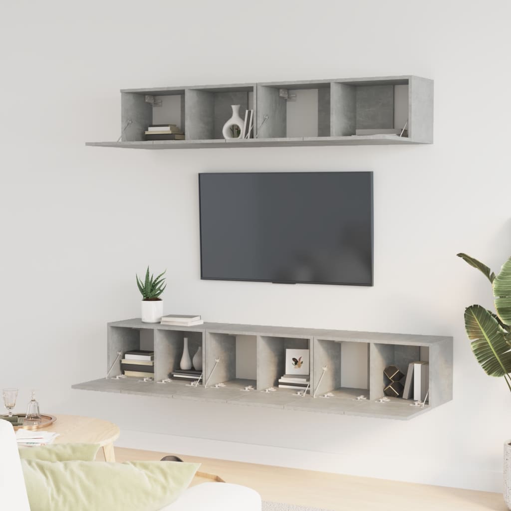 Set di Mobili Porta TV 5 pz Grigio Cemento in Legno Multistrato - homemem39