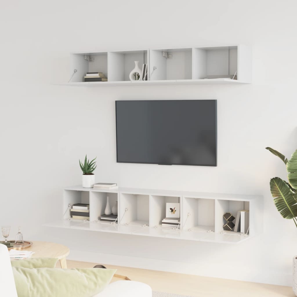 Set di Mobili Porta TV 5 pz Bianco Lucido in Legno Multistrato - homemem39