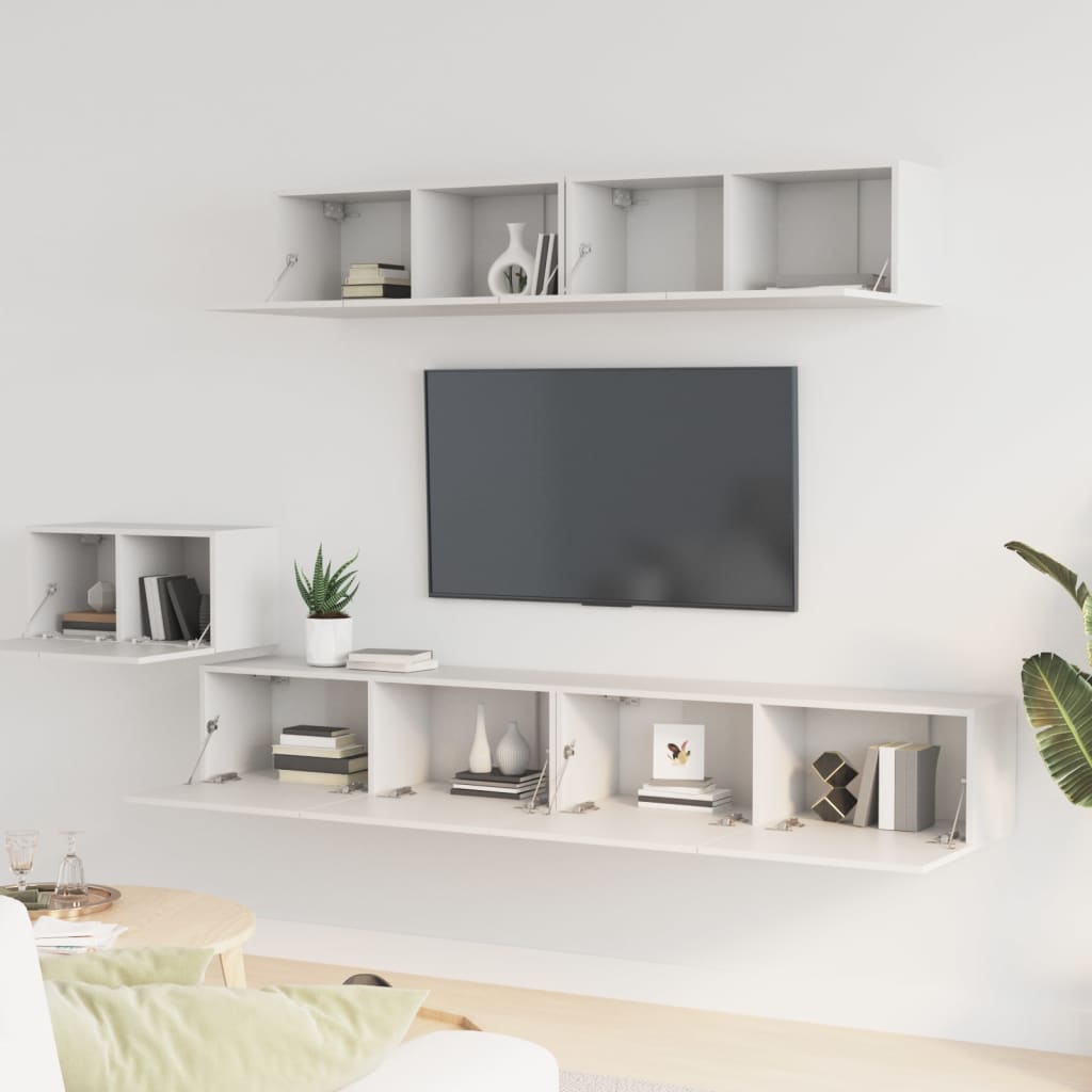 Set di Mobili Porta TV 5 pz Bianco in Legno Multistrato - homemem39