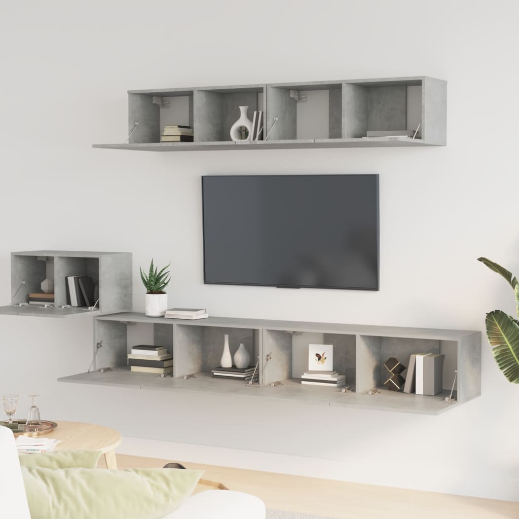 Set di Mobili Porta TV 5 pz Grigio Cemento in Legno Multistrato - homemem39