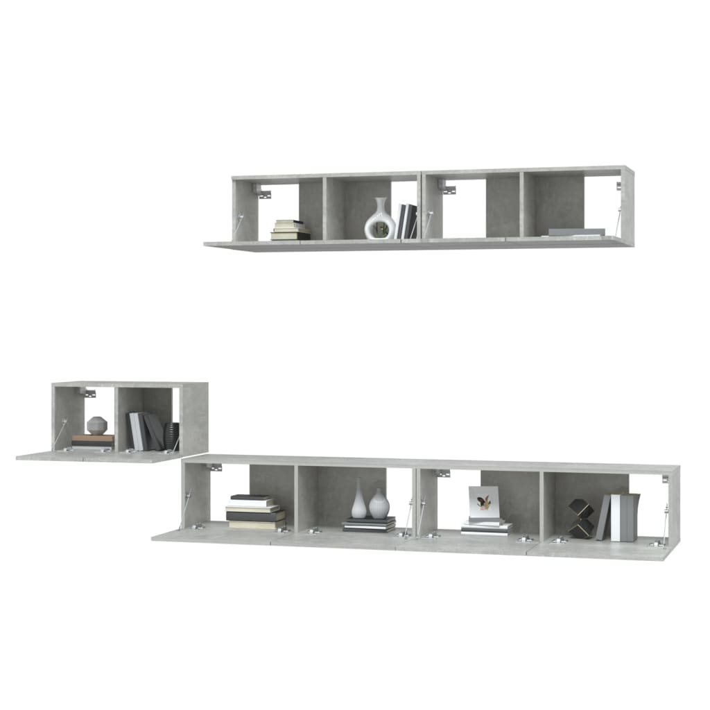 Set di Mobili Porta TV 5 pz Grigio Cemento in Legno Multistrato - homemem39