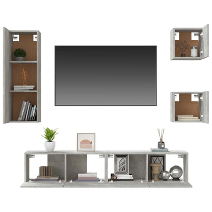 Set di Mobili Porta TV 5 pz Grigio Cemento in Legno Multistrato - homemem39