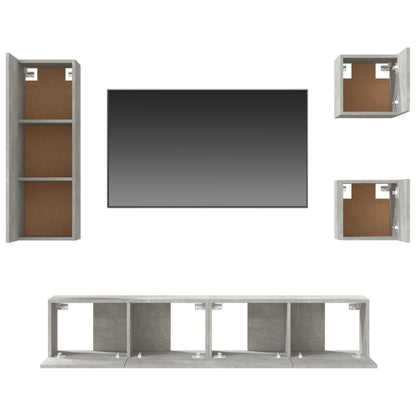 Set di Mobili Porta TV 5 pz Grigio Cemento in Legno Multistrato - homemem39