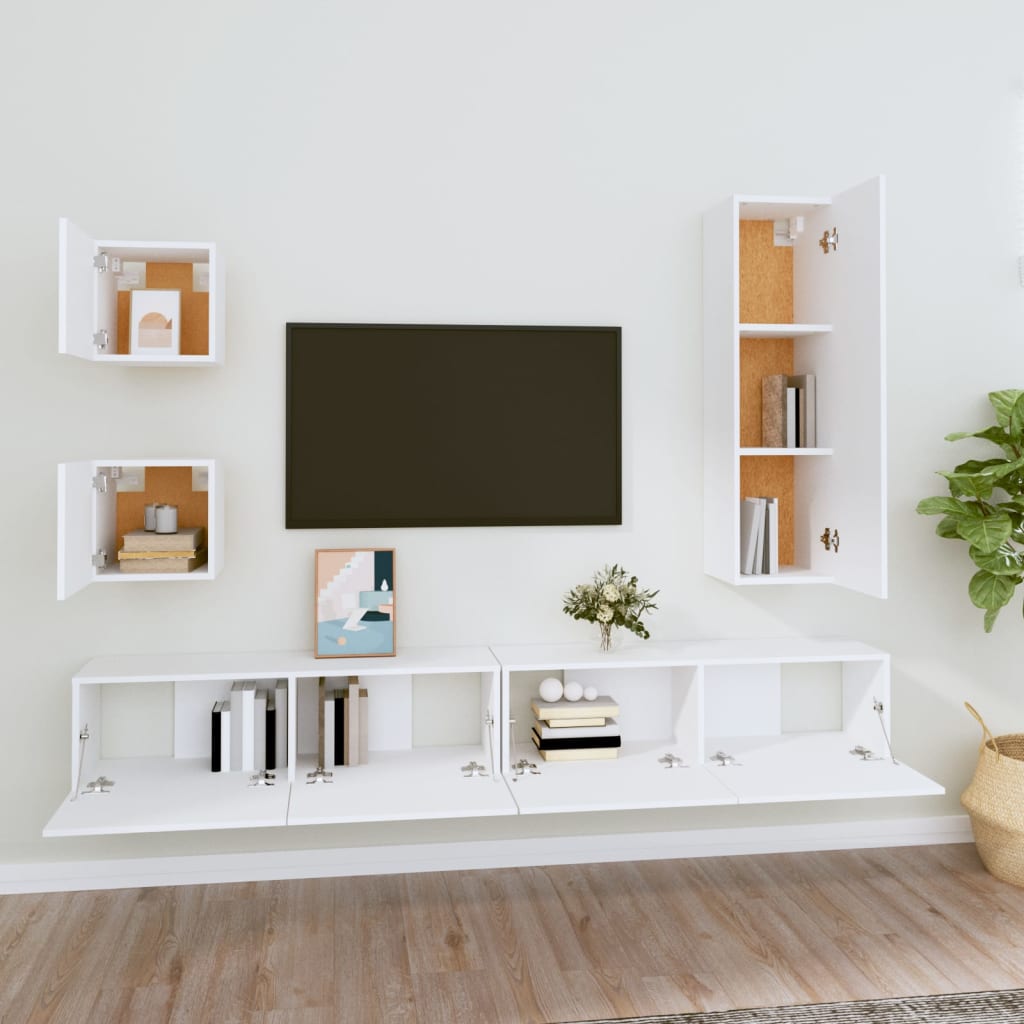 Set di Mobili Porta TV 5 pz Bianco in Legno Multistrato - homemem39