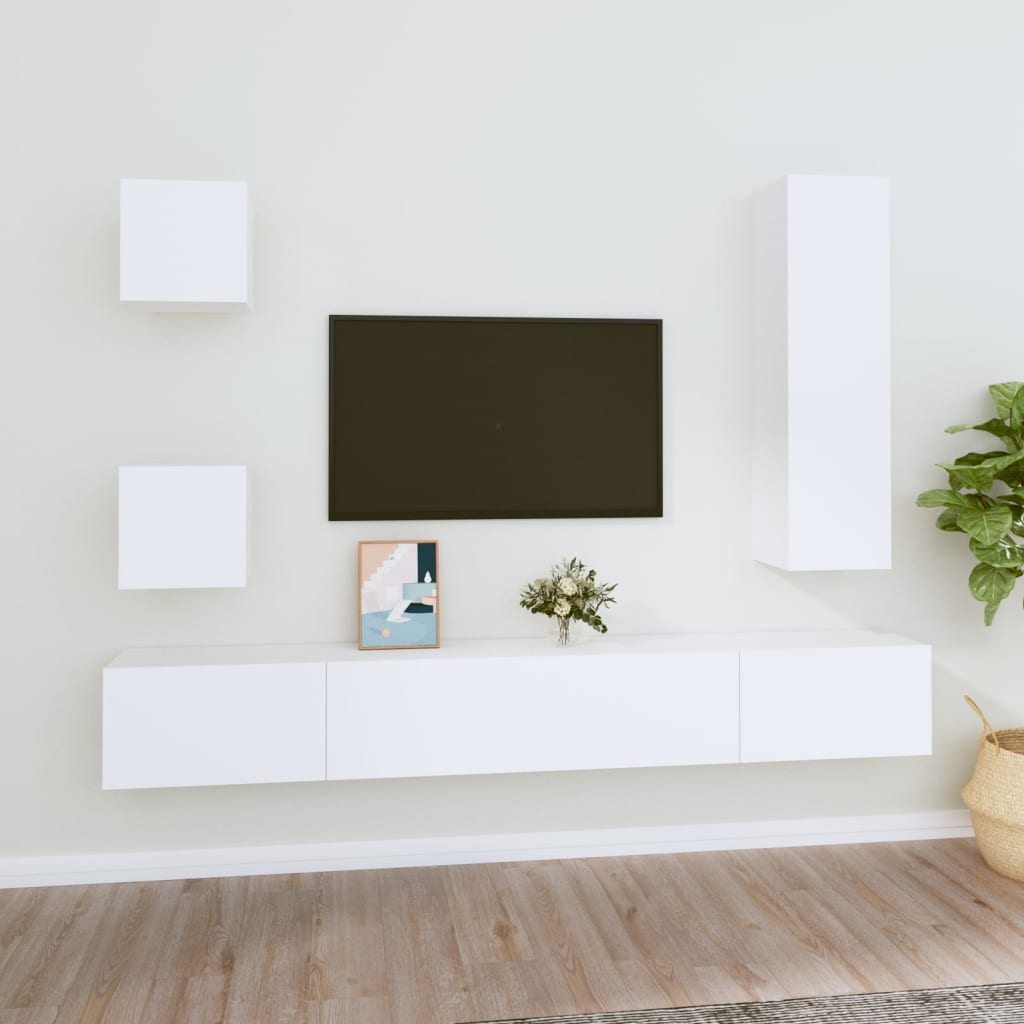 Set di Mobili Porta TV 5 pz Bianco in Legno Multistrato - homemem39