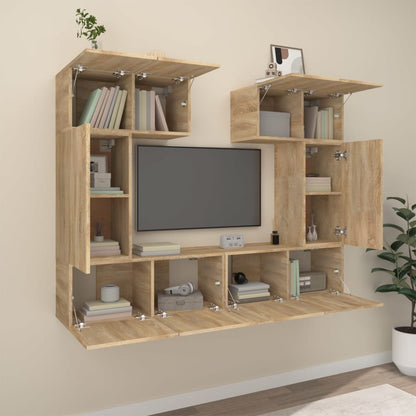 Set di Mobili Porta TV 6 pz Rovere Sonoma in Legno Multistrato - homemem39