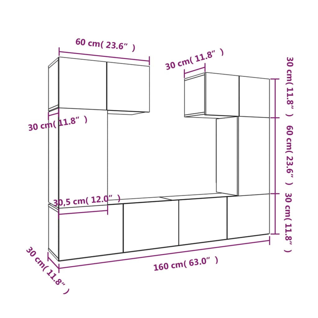 Set di Mobili Porta TV 6 pz Rovere Sonoma in Legno Multistrato - homemem39