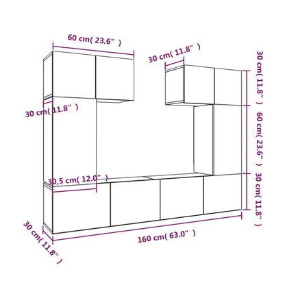 Set di Mobili Porta TV 6 pz Rovere Sonoma in Legno Multistrato - homemem39