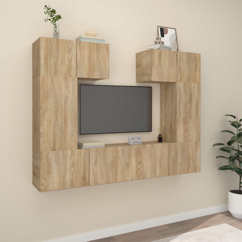 Set di Mobili Porta TV 6 pz Rovere Sonoma in Legno Multistrato - homemem39