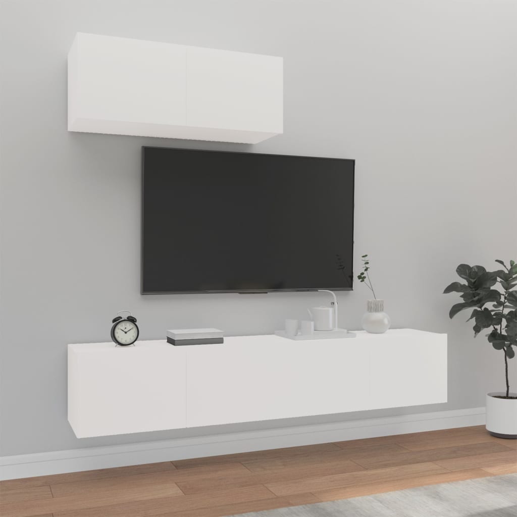 Set Mobili Porta TV 3 pz Bianco in Legno Multistrato - homemem39