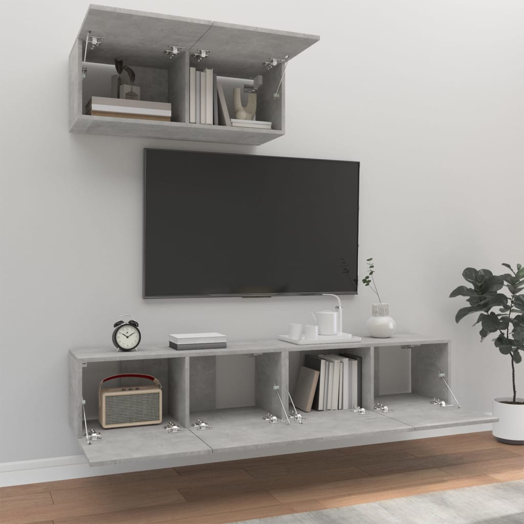 Set di Mobili Porta TV 3 pz Grigio Cemento in Legno Multistrato - homemem39