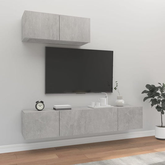 Set di Mobili Porta TV 3 pz Grigio Cemento in Legno Multistrato - homemem39