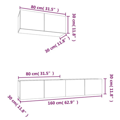 Set Mobili Porta TV 3 pz Rovere Fumo in Legno Multistrato - homemem39