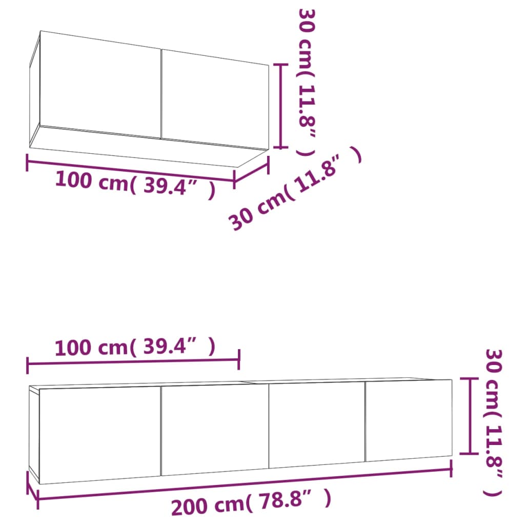 Set Mobili Porta TV 3 pz Bianco in Legno Multistrato - homemem39