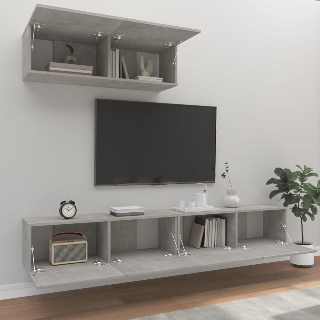 Set di Mobili Porta TV 3 pz Grigio Cemento in Legno Multistrato - homemem39