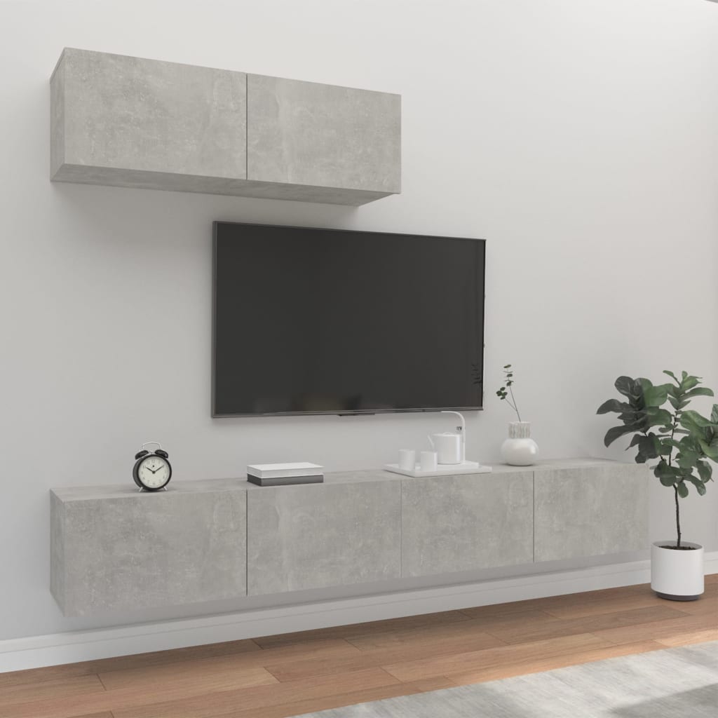 Set di Mobili Porta TV 3 pz Grigio Cemento in Legno Multistrato - homemem39