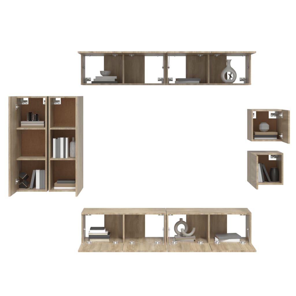 Set Mobili Porta TV 8pz Rovere Sonoma in Legno Multistrato - homemem39