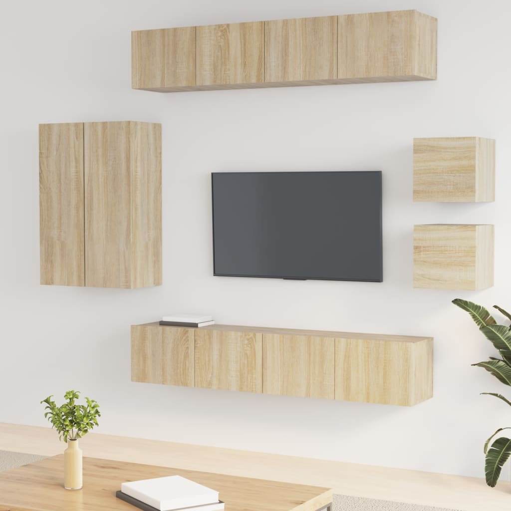 Set Mobili Porta TV 8pz Rovere Sonoma in Legno Multistrato - homemem39