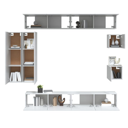 Set Mobili Porta TV 8pz Bianco in Legno Multistrato - homemem39