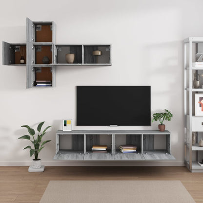 Set di Mobili Porta TV 7 pz Grigio Sonoma in Legno Multistrato - homemem39