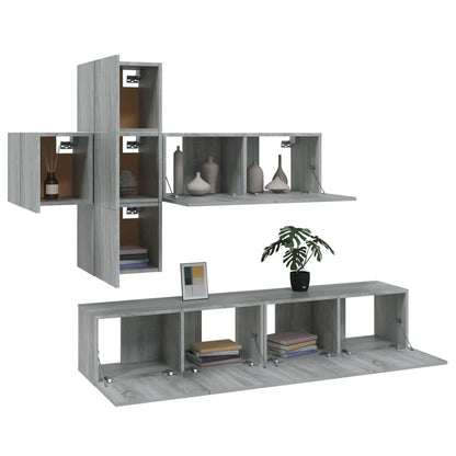 Set di Mobili Porta TV 7 pz Grigio Sonoma in Legno Multistrato - homemem39