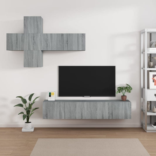 Set di Mobili Porta TV 7 pz Grigio Sonoma in Legno Multistrato - homemem39