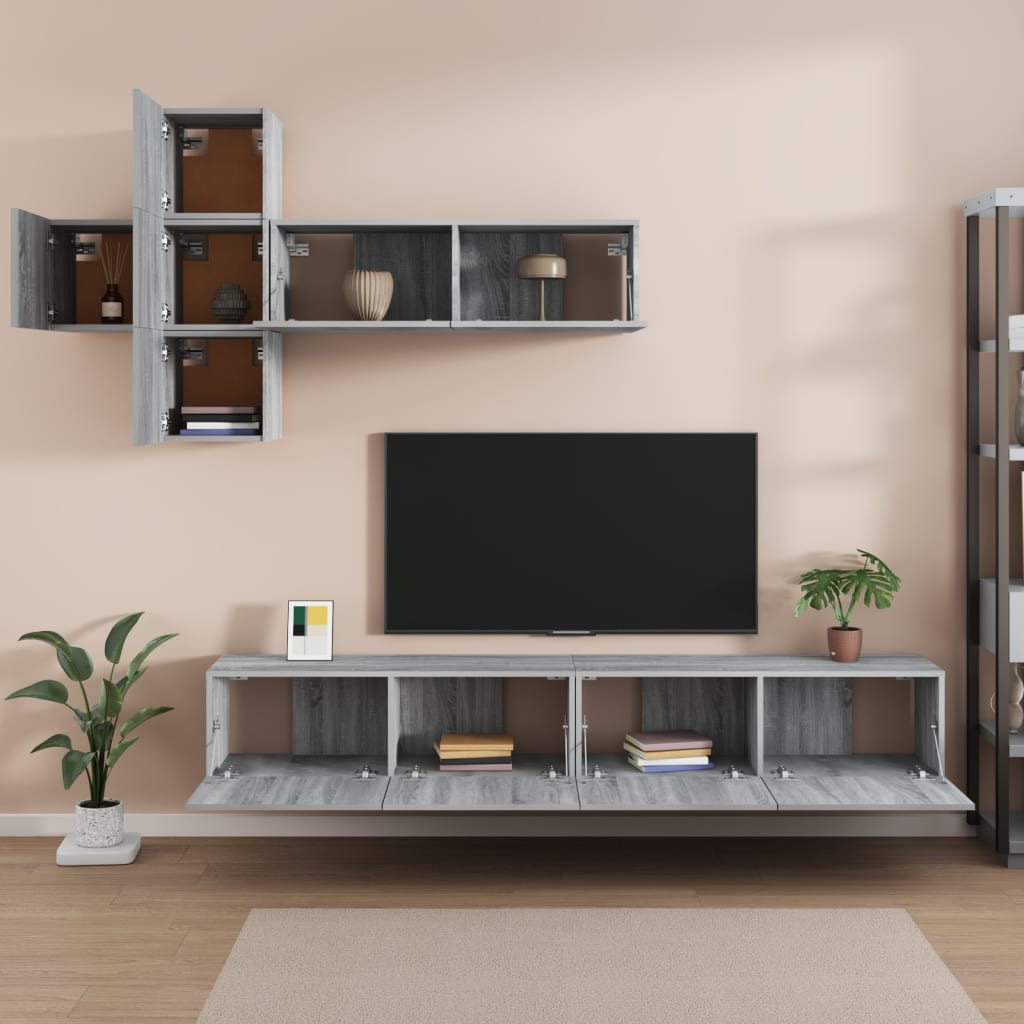 Set di Mobili Porta TV 7 pz Grigio Sonoma in Legno Multistrato - homemem39