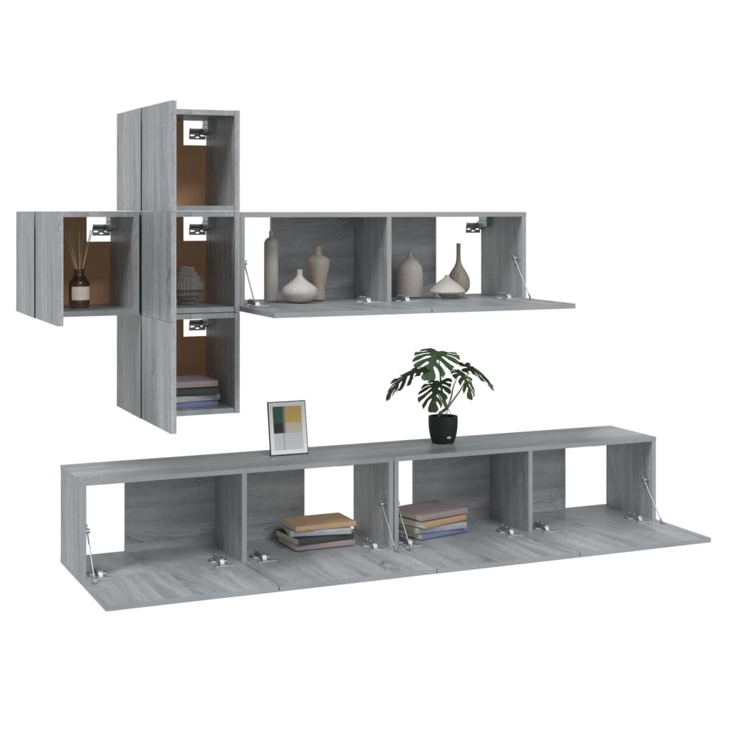 Set di Mobili Porta TV 7 pz Grigio Sonoma in Legno Multistrato - homemem39