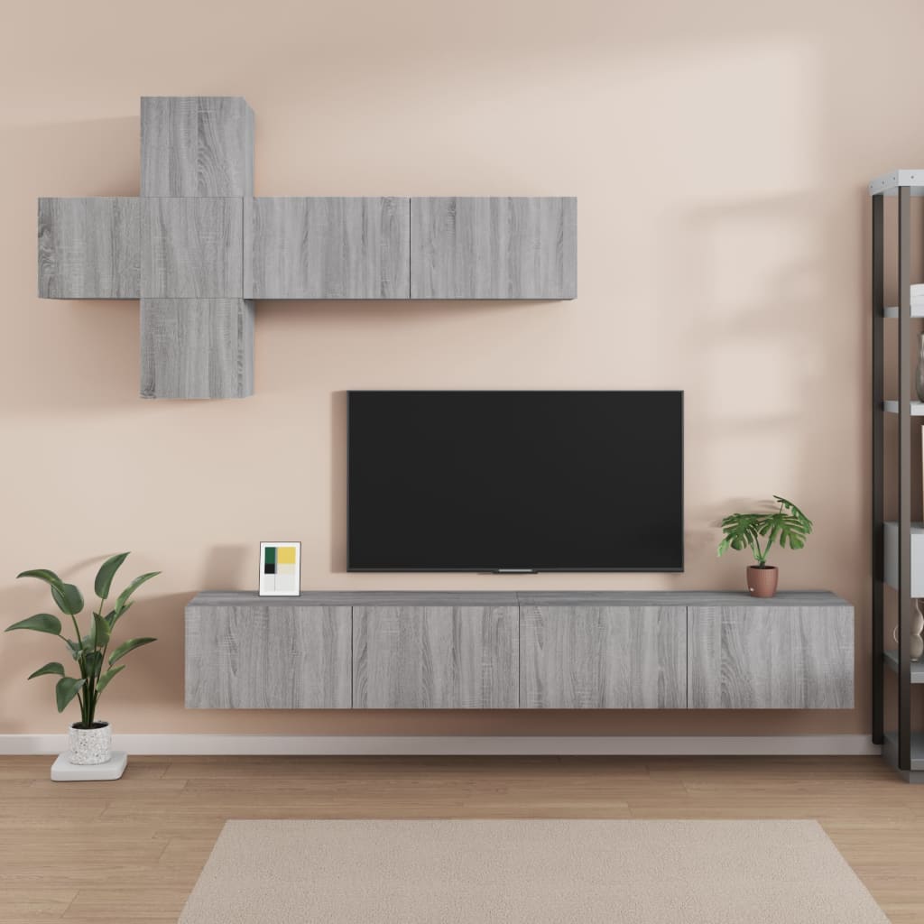 Set di Mobili Porta TV 7 pz Grigio Sonoma in Legno Multistrato - homemem39