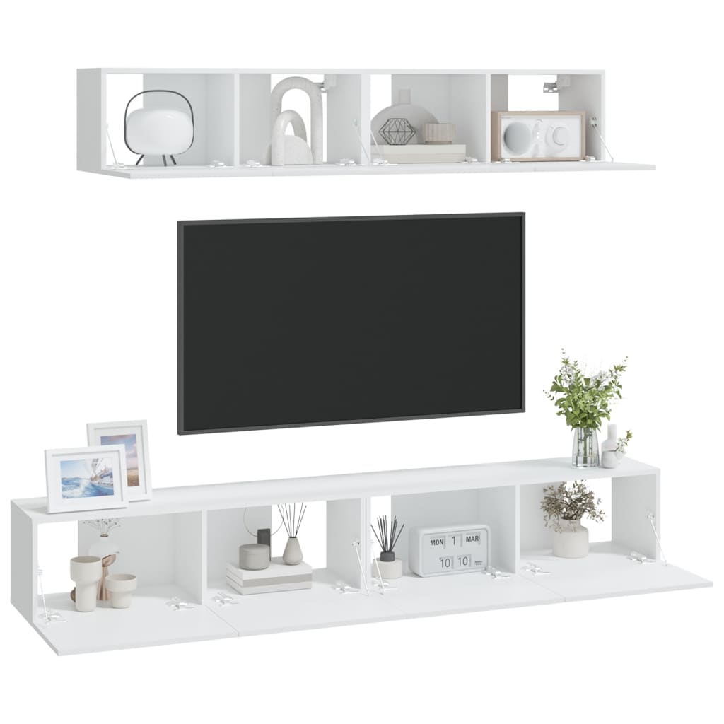 Set di Mobili Porta TV 4 pz Bianco in Legno Multistrato - homemem39