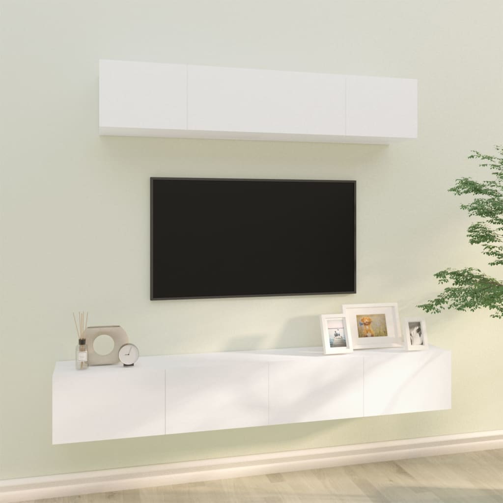 Set di Mobili Porta TV 4 pz Bianco in Legno Multistrato - homemem39