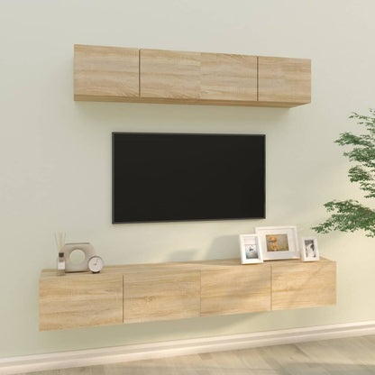 Set di Mobili Porta TV 4 pz Rovere Sonoma in Legno Multistrato - homemem39